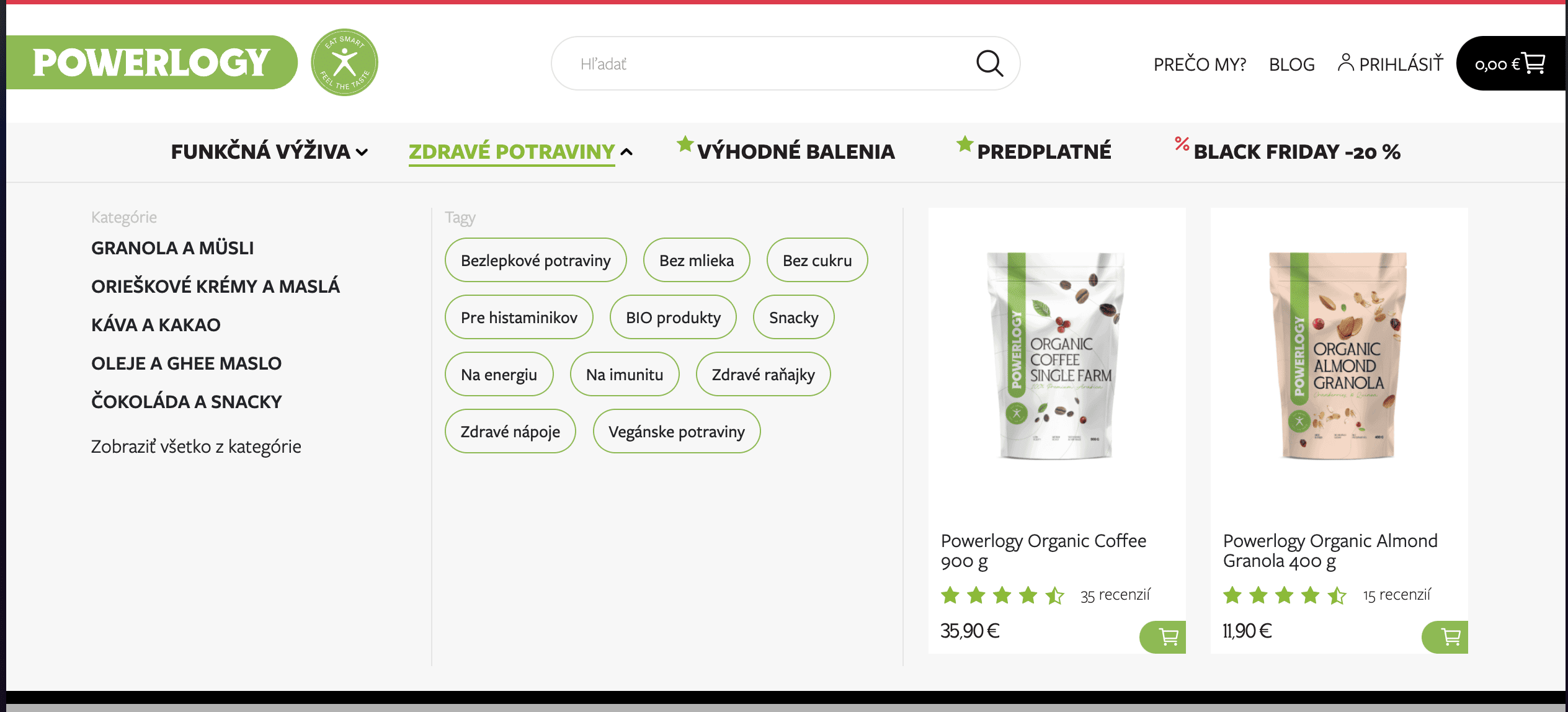Prehľadná navigácia e-shopu