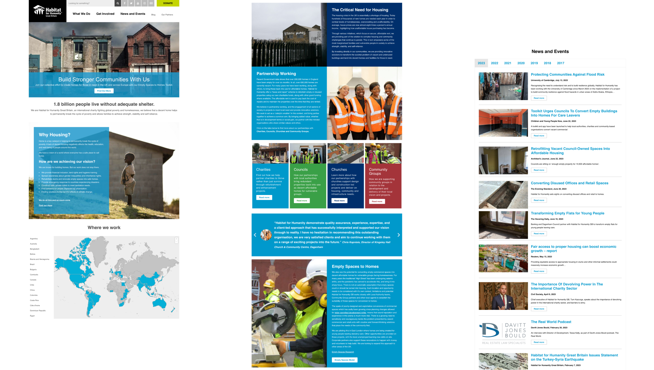 Weby Habitat for Humanity na generickej šablóne